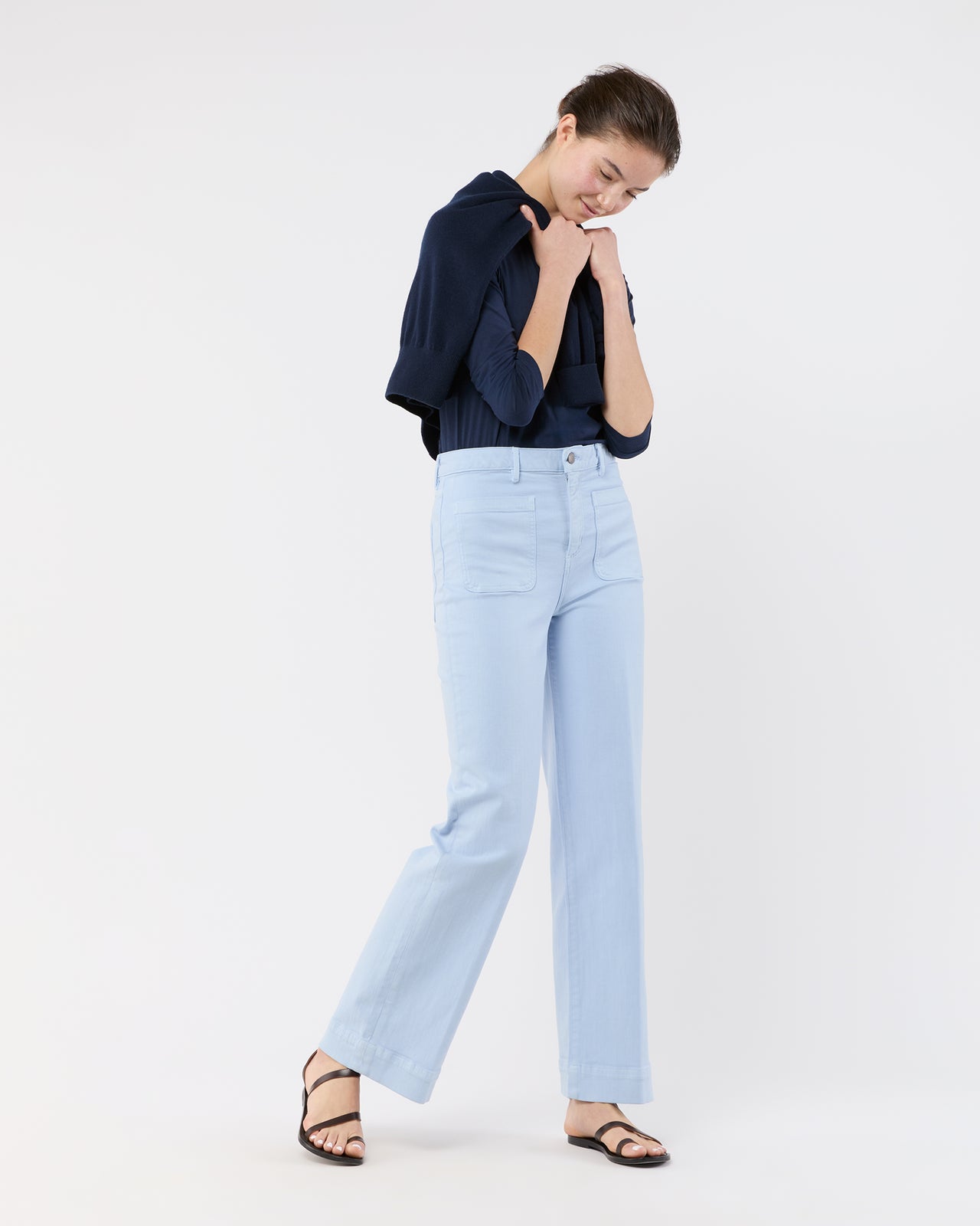 Coco Patch Pocket Jean in Pale Blue Stretch Twill