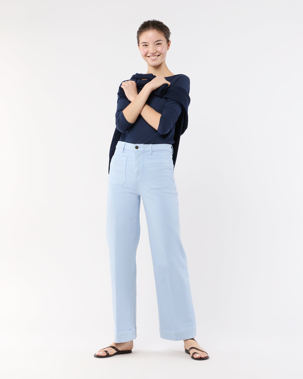 Coco Patch Pocket Jean in Pale Blue Stretch Twill