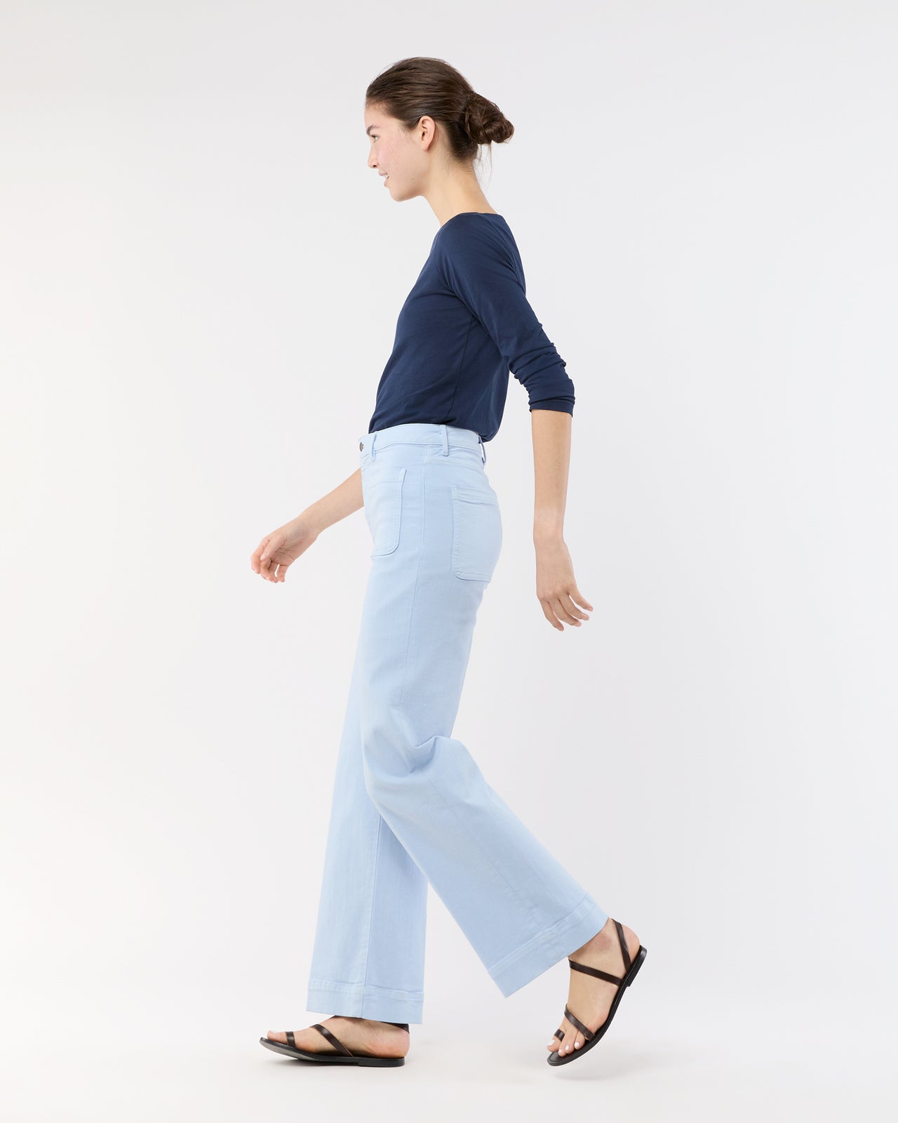 Coco Patch Pocket Jean in Pale Blue Stretch Twill