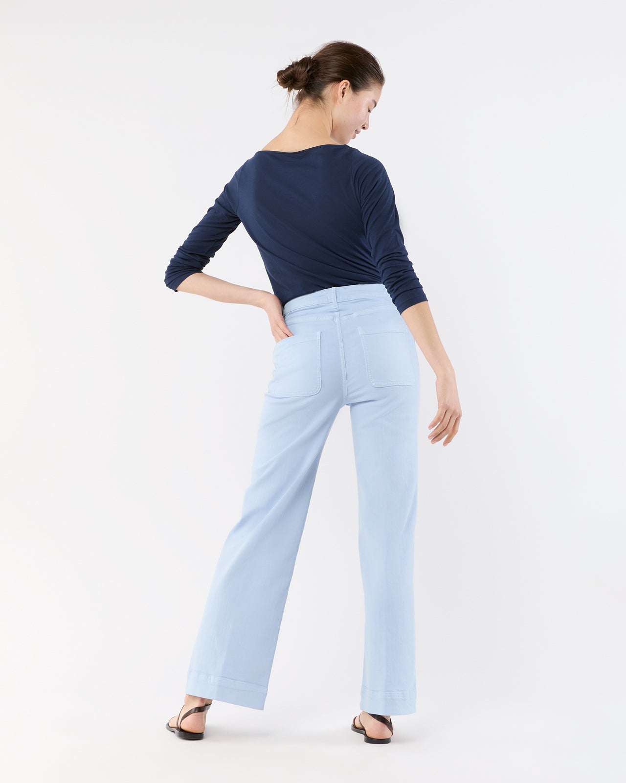 Coco Patch Pocket Jean in Pale Blue Stretch Twill