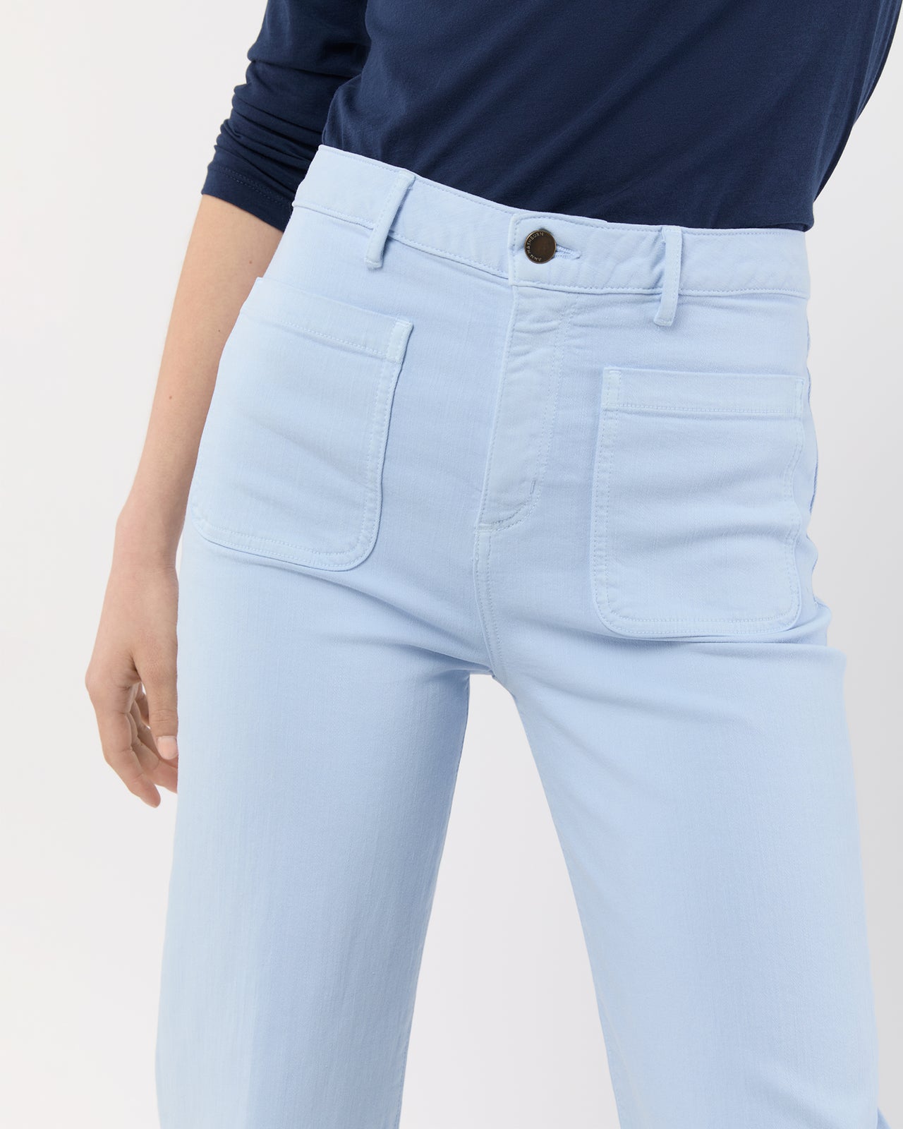 Coco Patch Pocket Jean in Pale Blue Stretch Twill