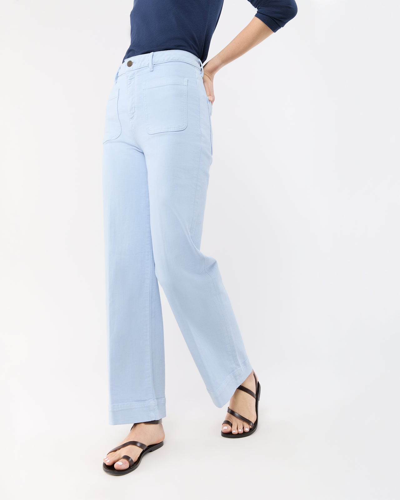 Coco Patch Pocket Jean in Pale Blue Stretch Twill