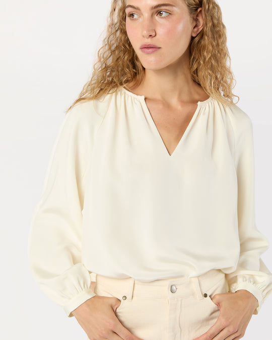 Ariana Blouse in Ivory Silk Crepe de Chine
