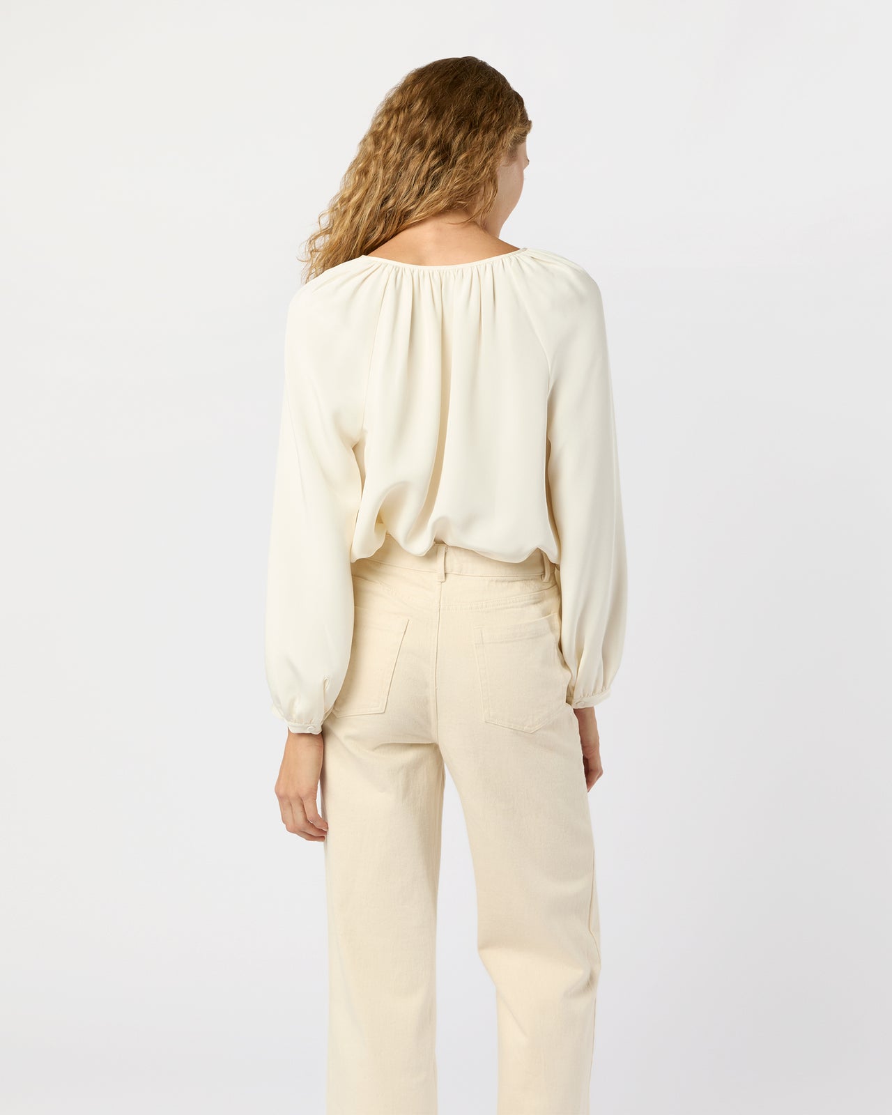 Ariana Blouse in Ivory Silk Crepe de Chine