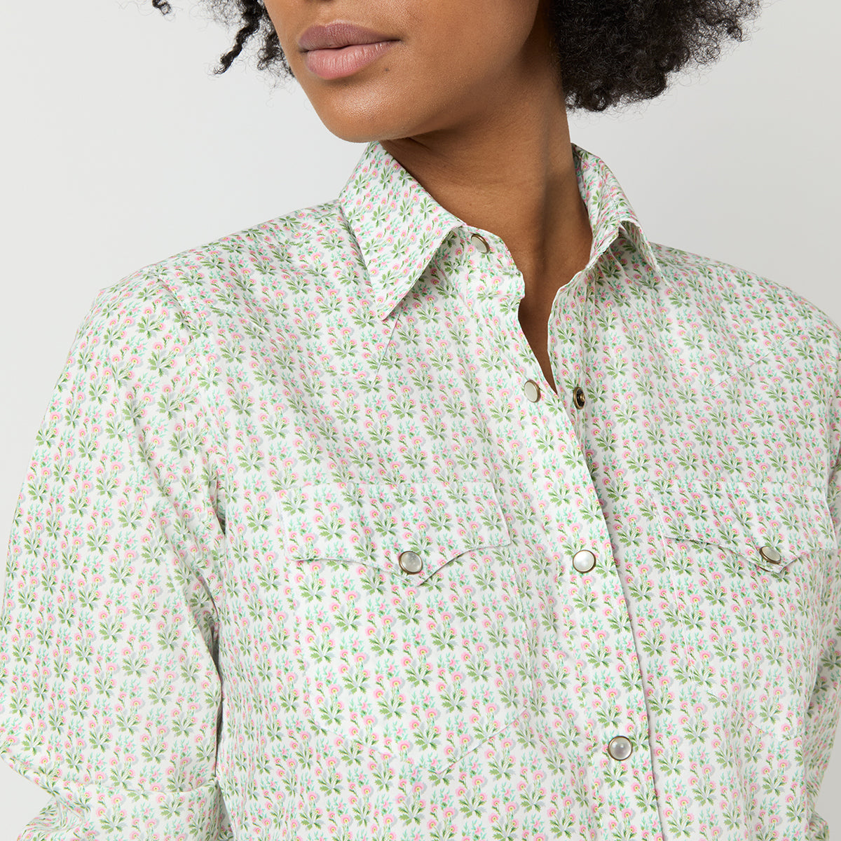 Made-to-Order Fabric in Green/Pink Viola Hall Liberty Fabric