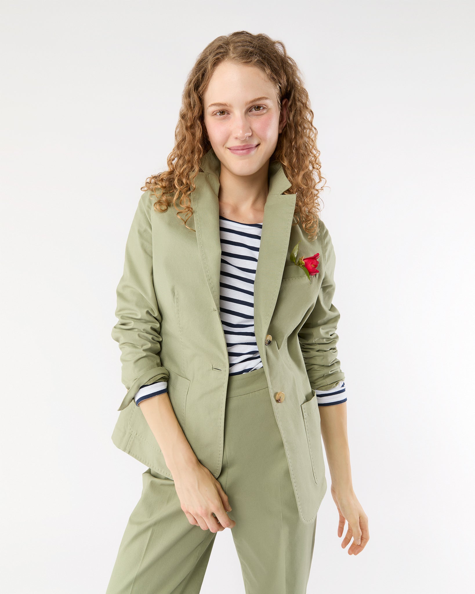 Sarah Patch Pocket Jacket in Sage Stretch Canvas
