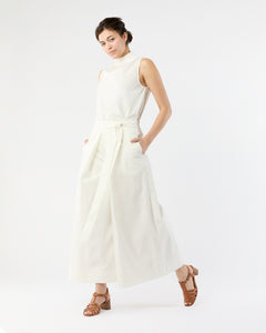 Clair Top in White Stretch Poplin
