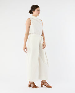 Clair Top in White Stretch Poplin