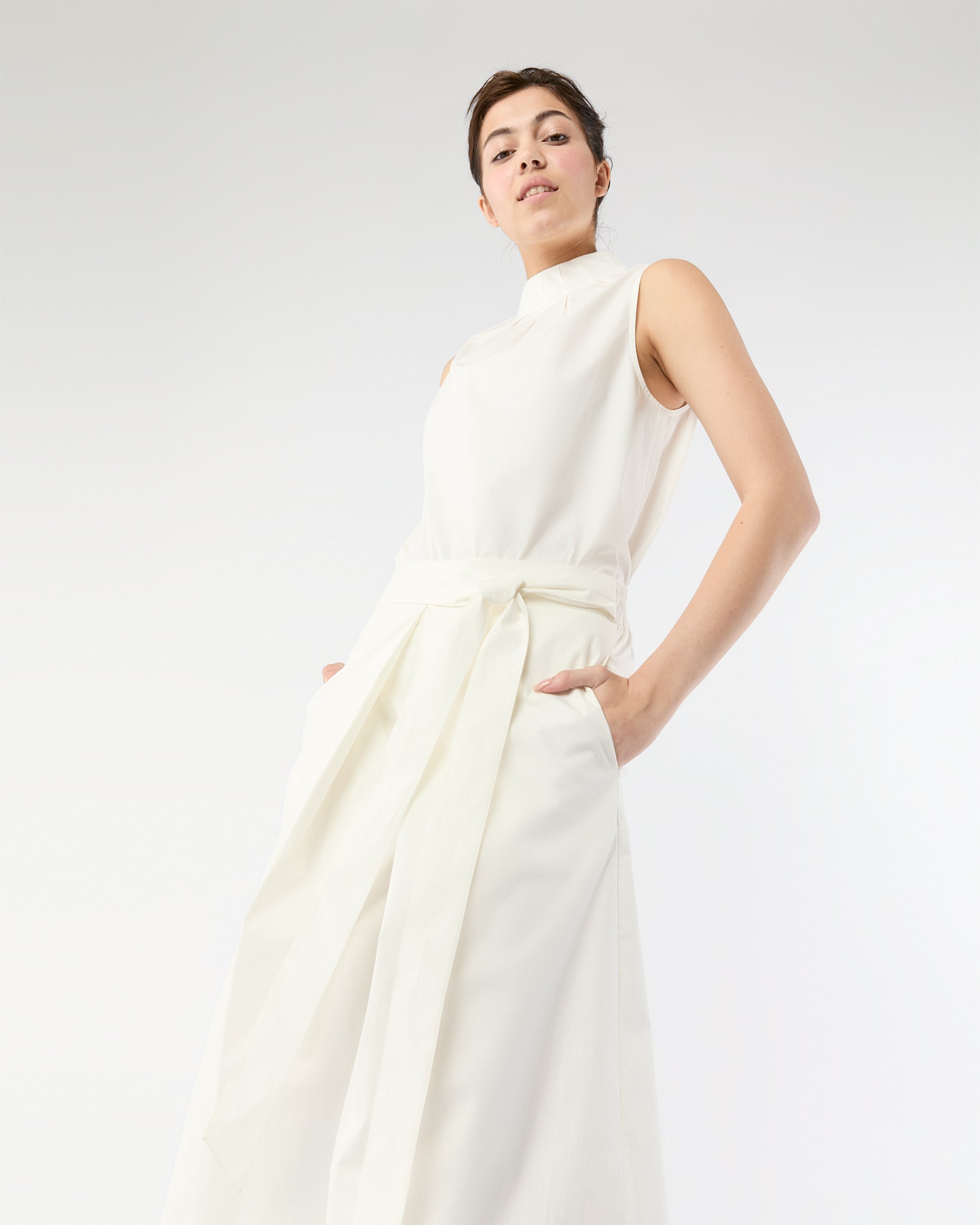 Clair Top in White Stretch Poplin