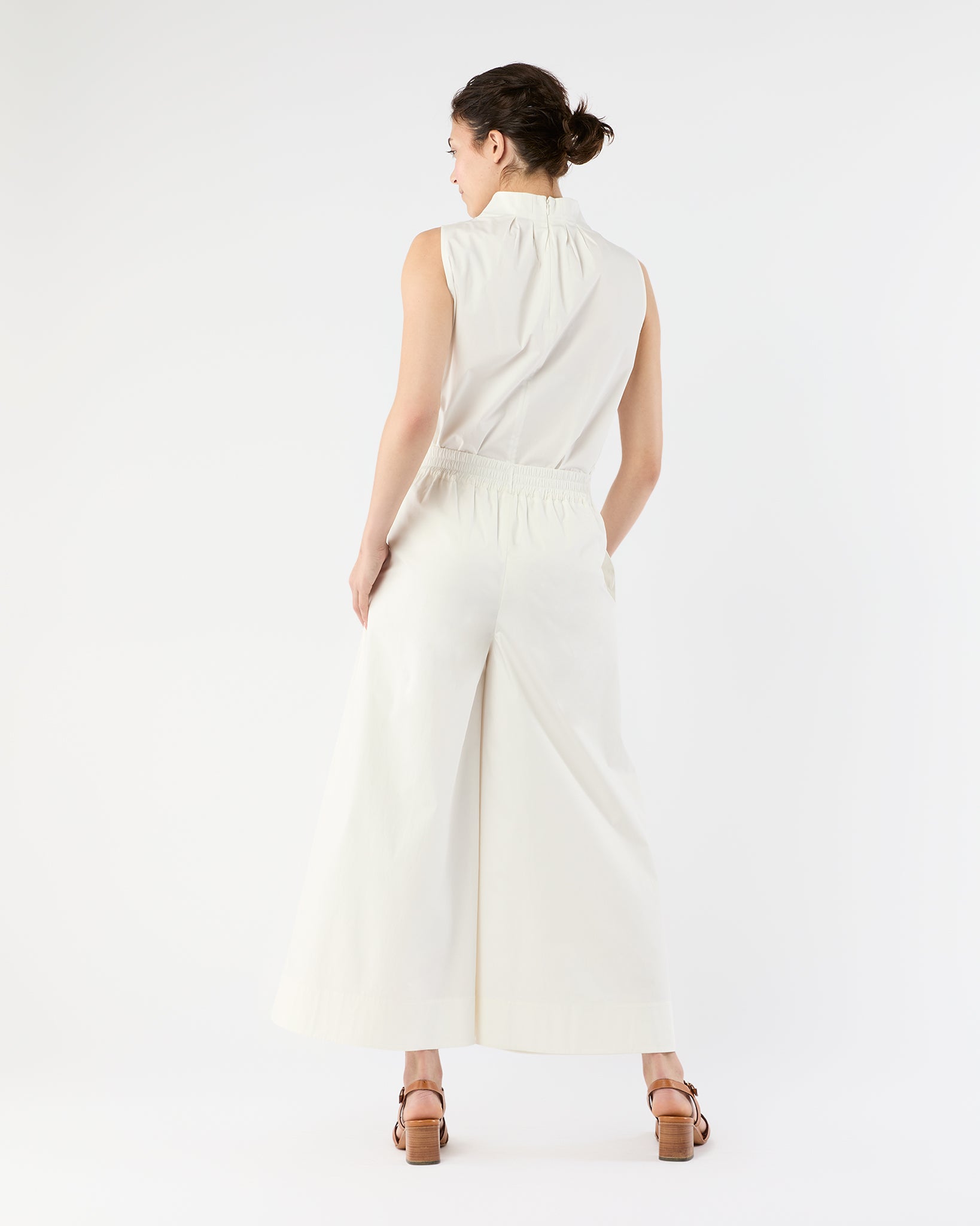 Clair Top in White Stretch Poplin