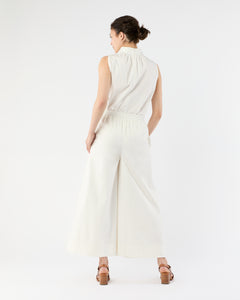 Clair Top in White Stretch Poplin