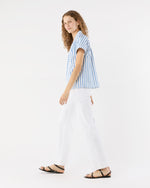 Load image into Gallery viewer, Libby Top in Ivory/Blue Stripe Poplin
