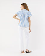 Load image into Gallery viewer, Libby Top in Ivory/Blue Stripe Poplin
