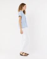 Load image into Gallery viewer, Libby Top in Ivory/Blue Stripe Poplin

