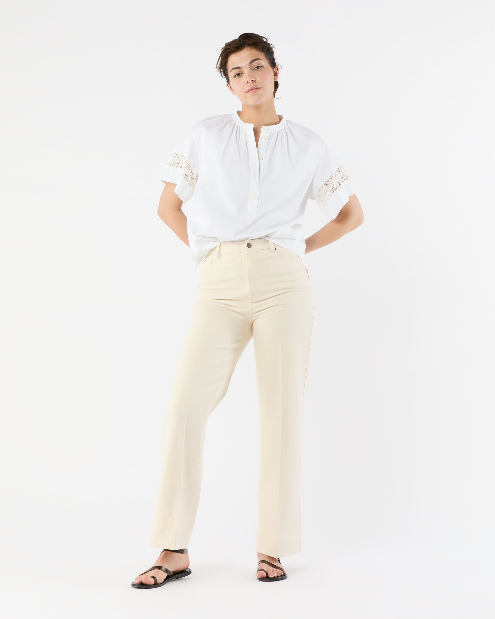 Estee Top in White Poplin