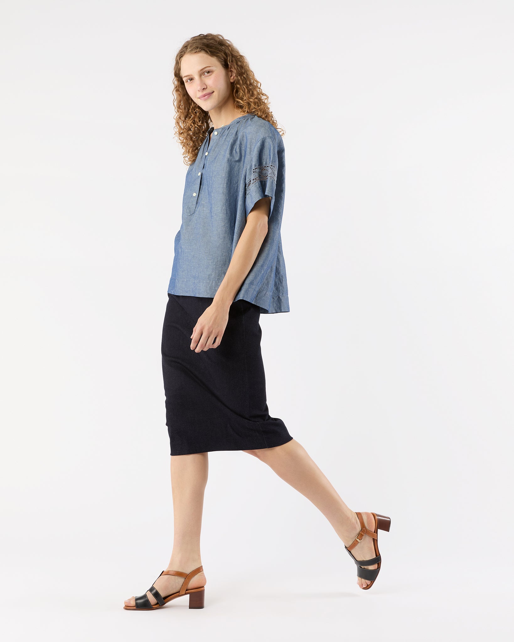 Estee Top in Indigo Cotolino Chambray