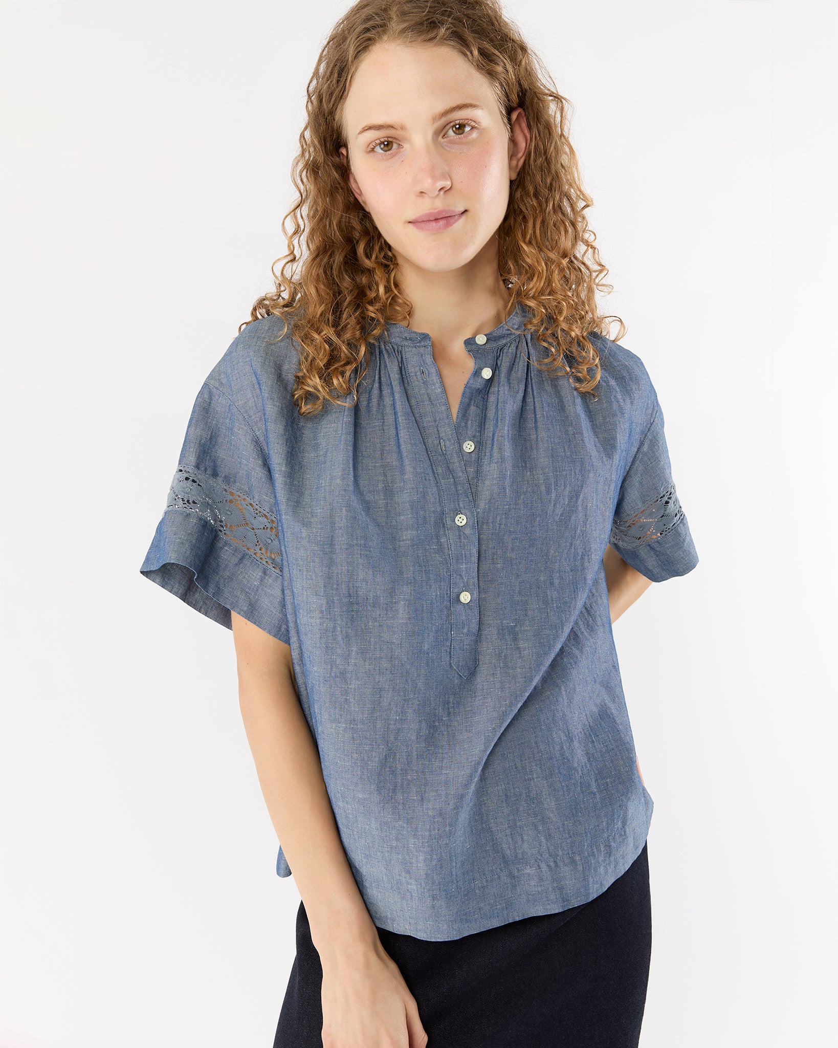 Estee Top in Indigo Cotolino Chambray