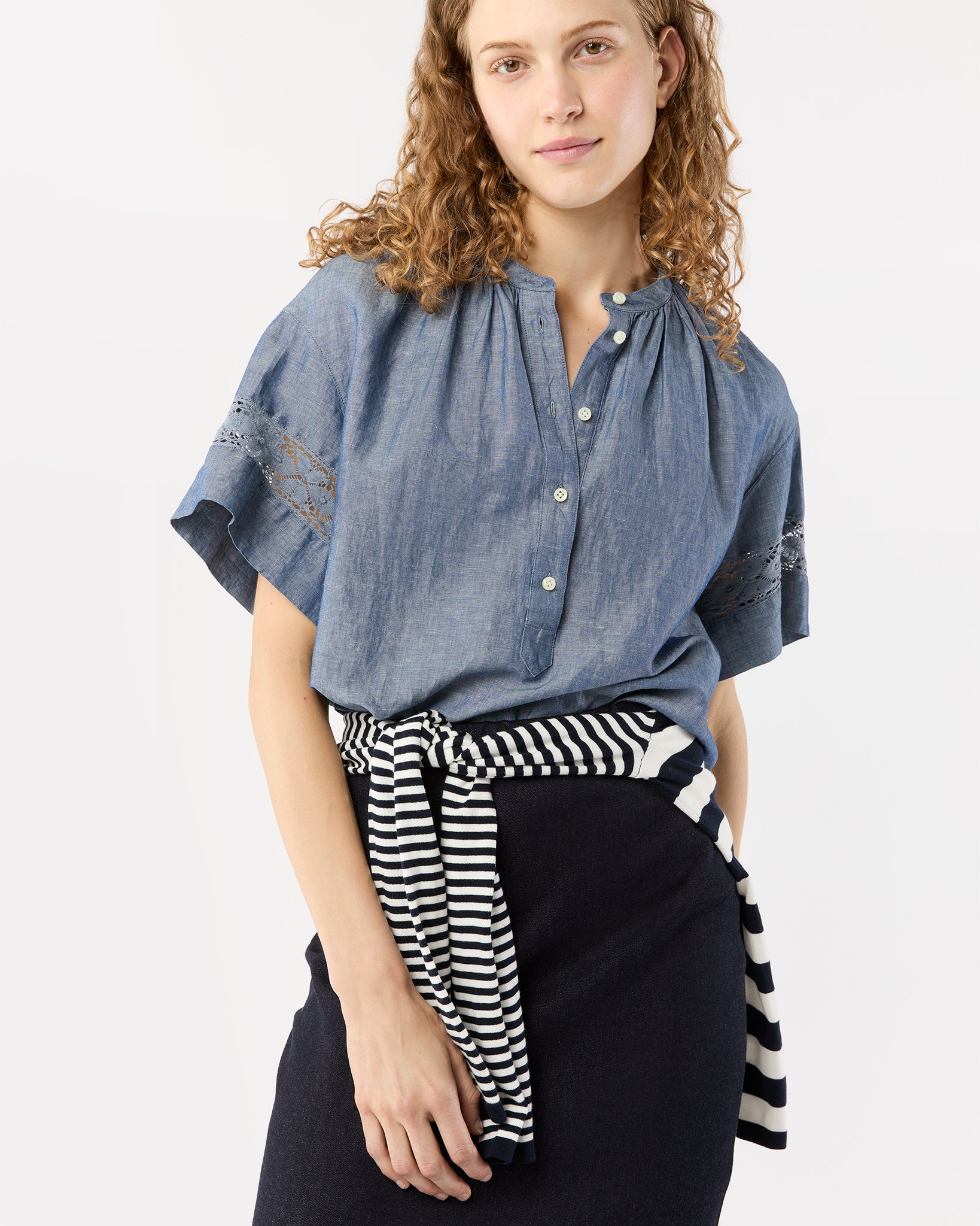 Estee Top in Indigo Cotolino Chambray