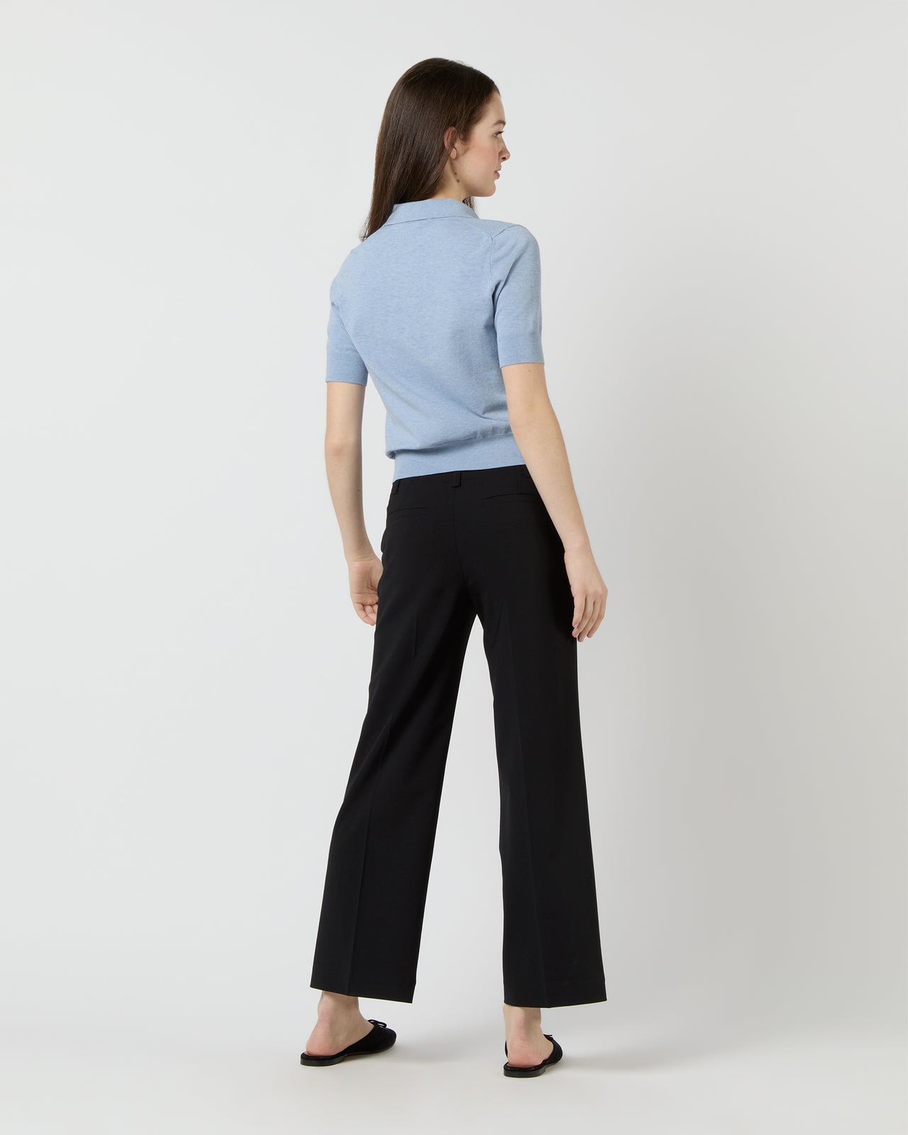Tasha Polo Sweater in Pale Heather Sky Cotton