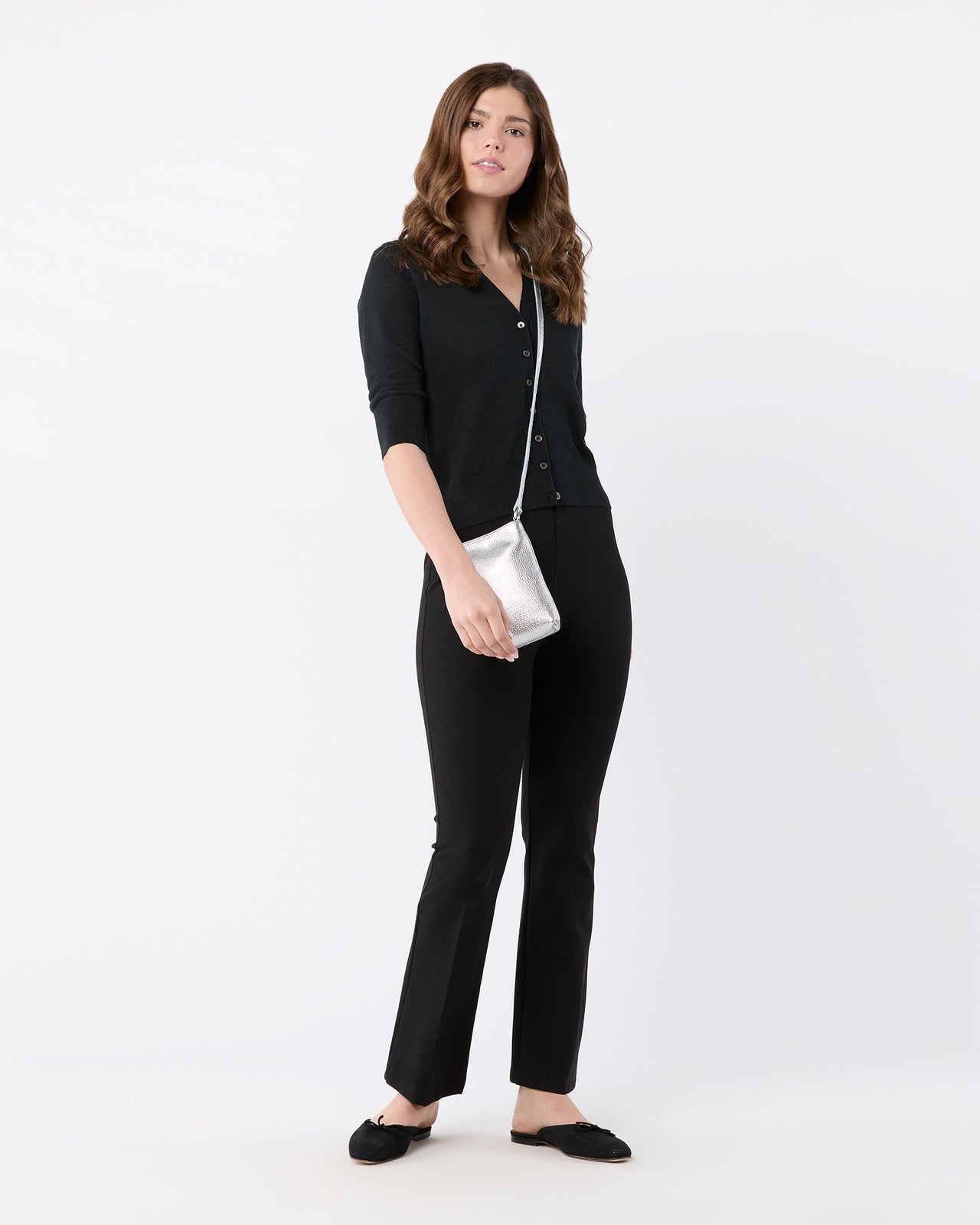 Polly Crossbody Bag in Silver Leather