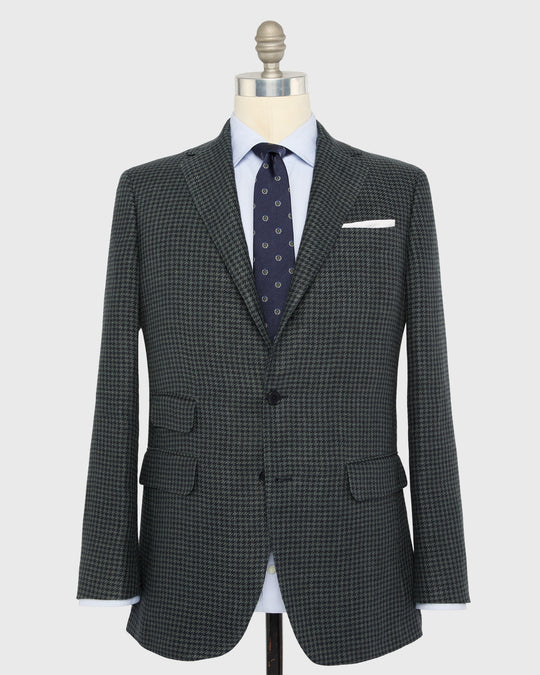 Virgil No. 2 Jacket in Olive/Navy Houndstooth Hopsack