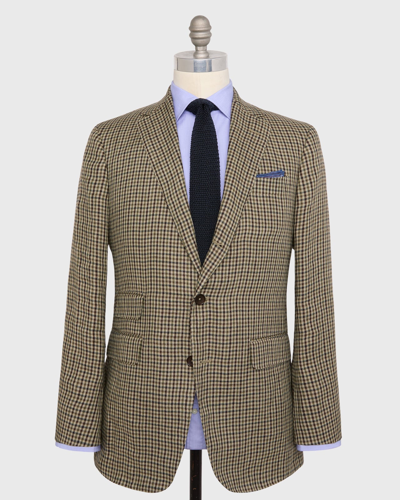 Virgil No. 2 Jacket in Olive/Brown Check Linen Twill