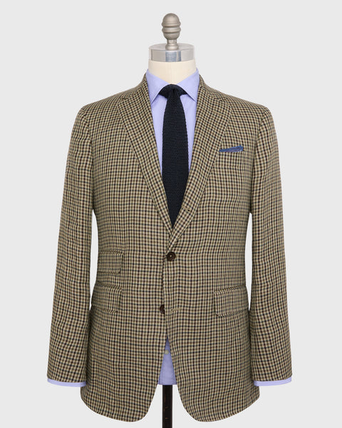Virgil No. 2 Jacket in Olive/Brown Check Linen Twill | Shop Sid