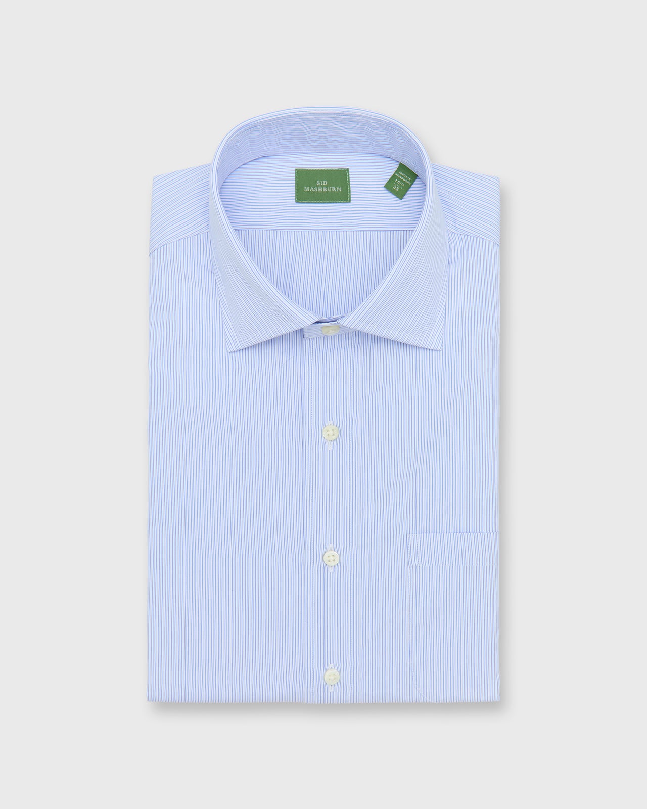 Spread Collar Dress Shirt in Blue Multi Stripe Poplin