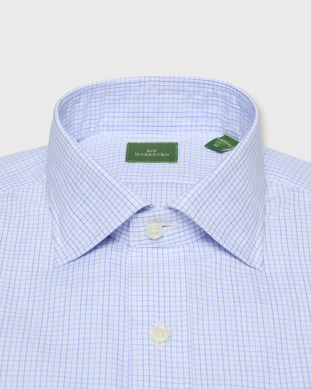 Spread Collar Dress Shirt in Blue Multi Check Poplin