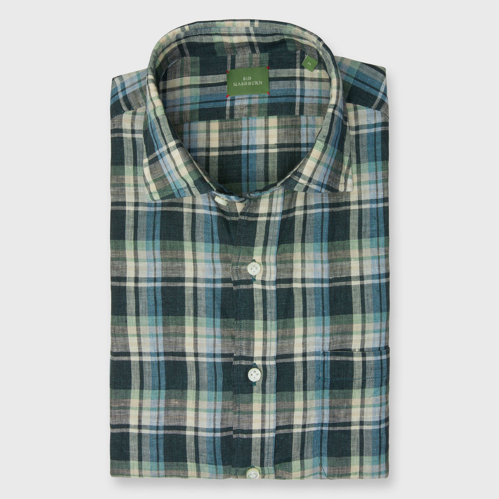 Made-to-Measure Shirt in Spruce/Blue/Lovat Plaid Linen