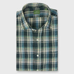 Load image into Gallery viewer, Made-to-Measure Shirt in Spruce/Blue/Lovat Plaid Linen
