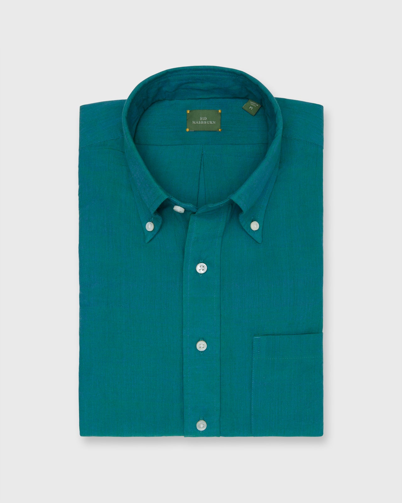 Handmade Button-Down Sport Shirt in Bluegrass Solid Madras