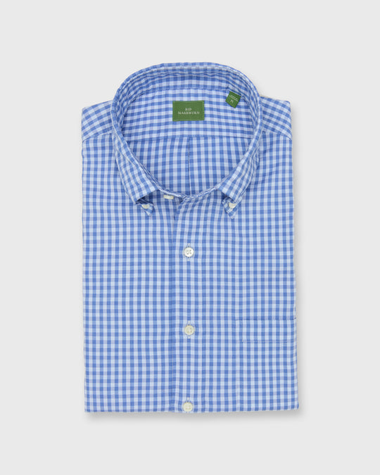 Button-Down Sport Shirt in Blue/Sky Gingham Lightweight Oxford