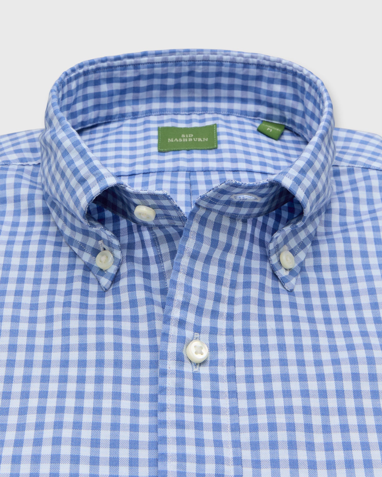 Button-Down Sport Shirt in Blue/Sky Gingham Lightweight Oxford