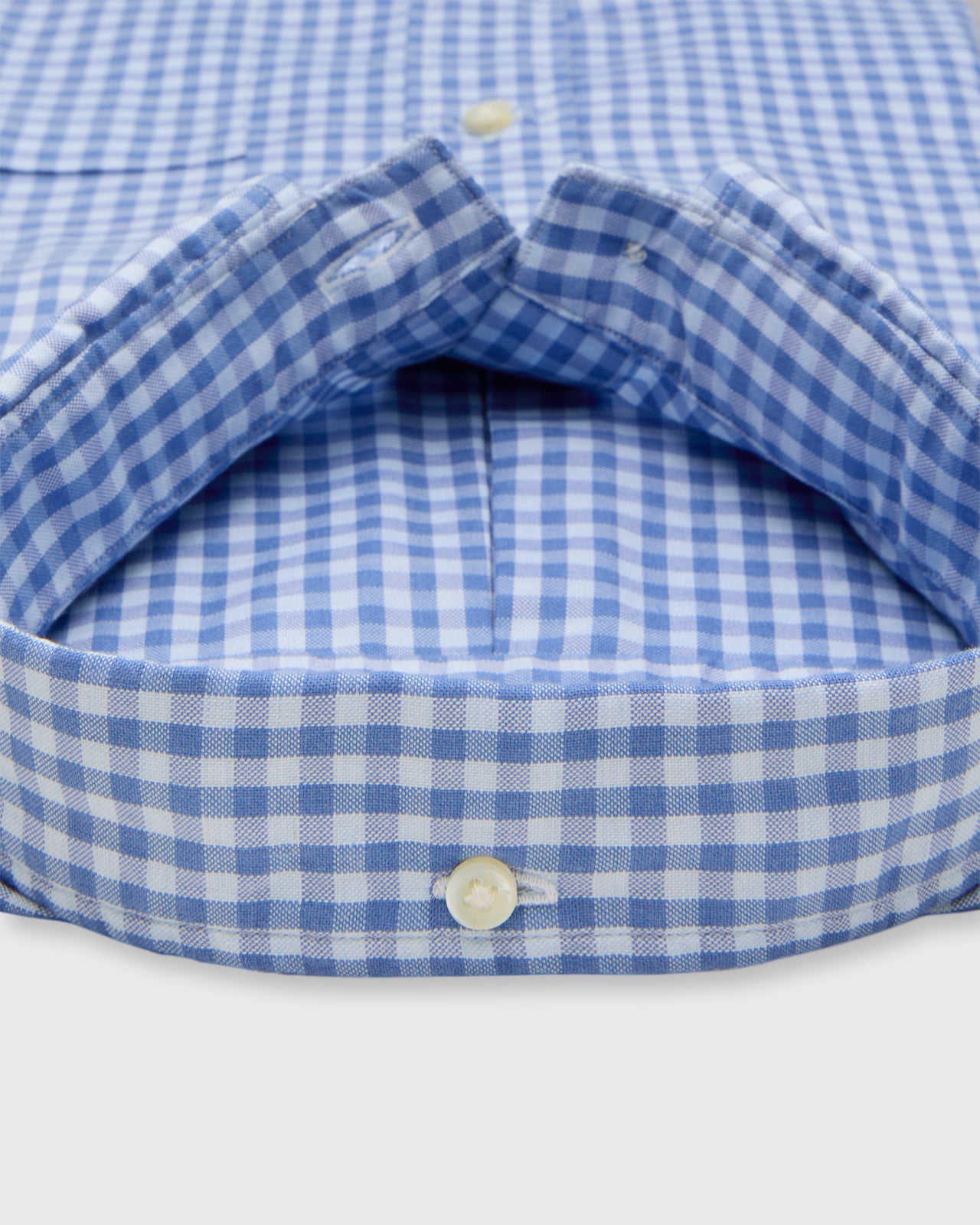 Button-Down Sport Shirt in Blue/Sky Gingham Lightweight Oxford