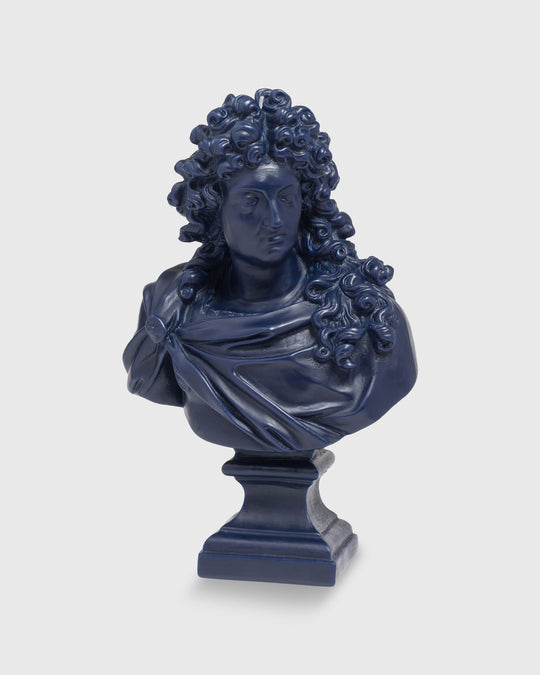 Louis XIV Bust Candle in Navy Blue