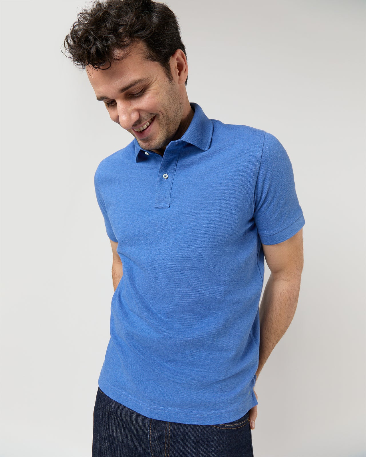 Court Polo in Heather Lapis Pima Pique