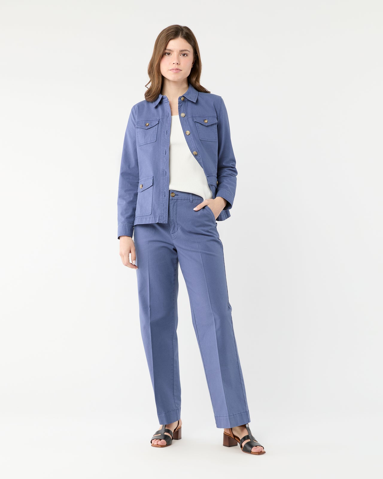 Billie Pant in Blue Stretch Canvas