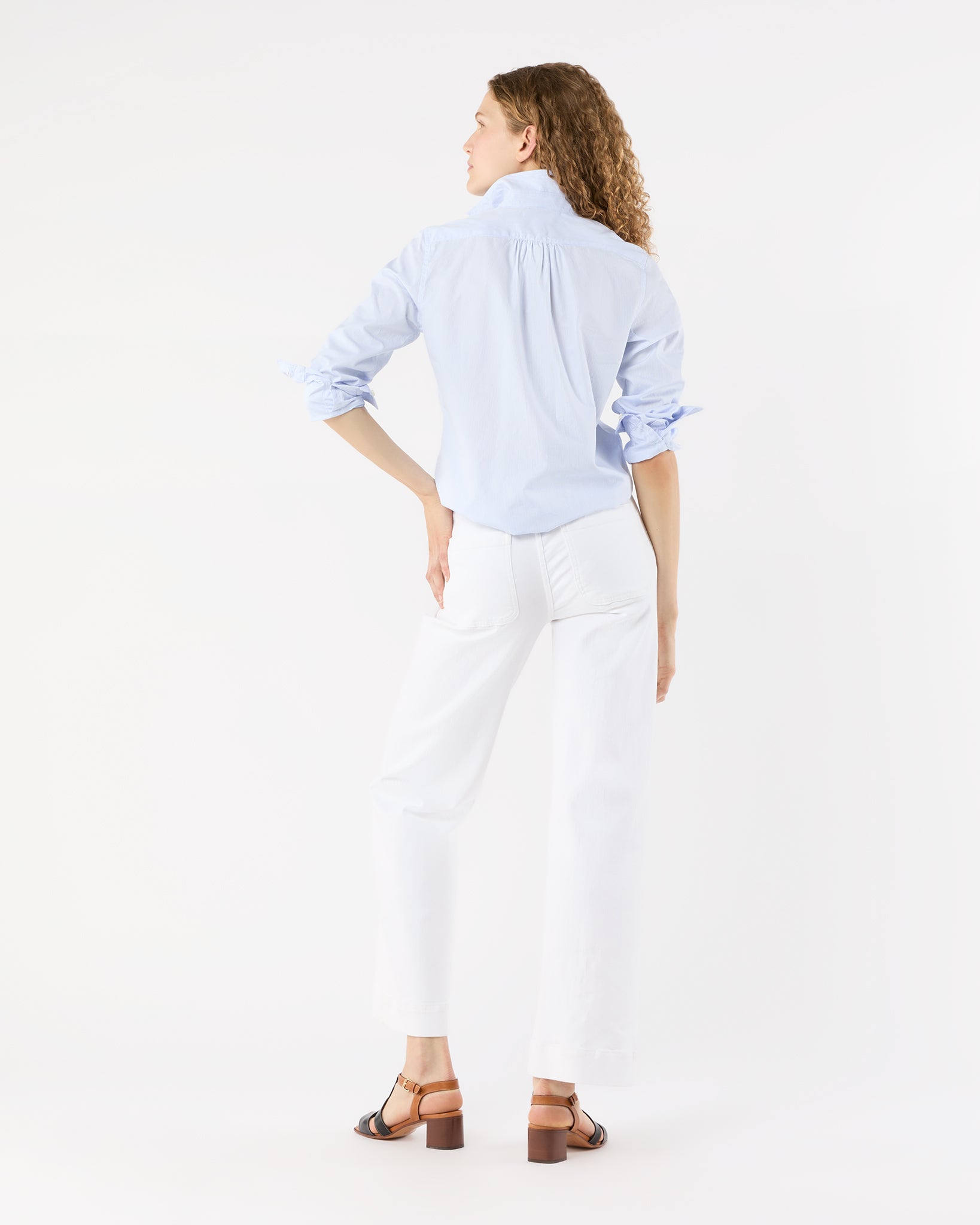 Julie Shirt in Sky Pencil Stripe Poplin