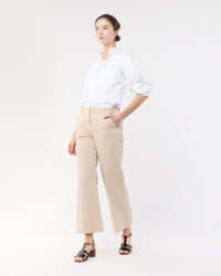 Frankie Cropped Pant in Sand Stretch Twill