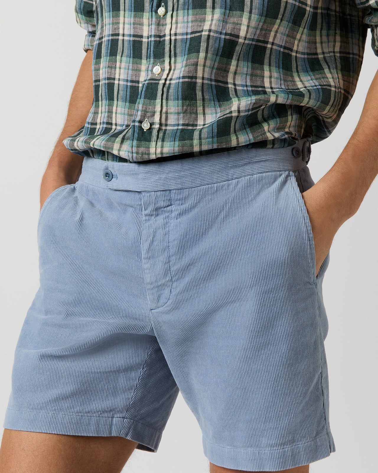 Side-Tab Field Short in Dusty Blue Garment-Dyed Corduroy
