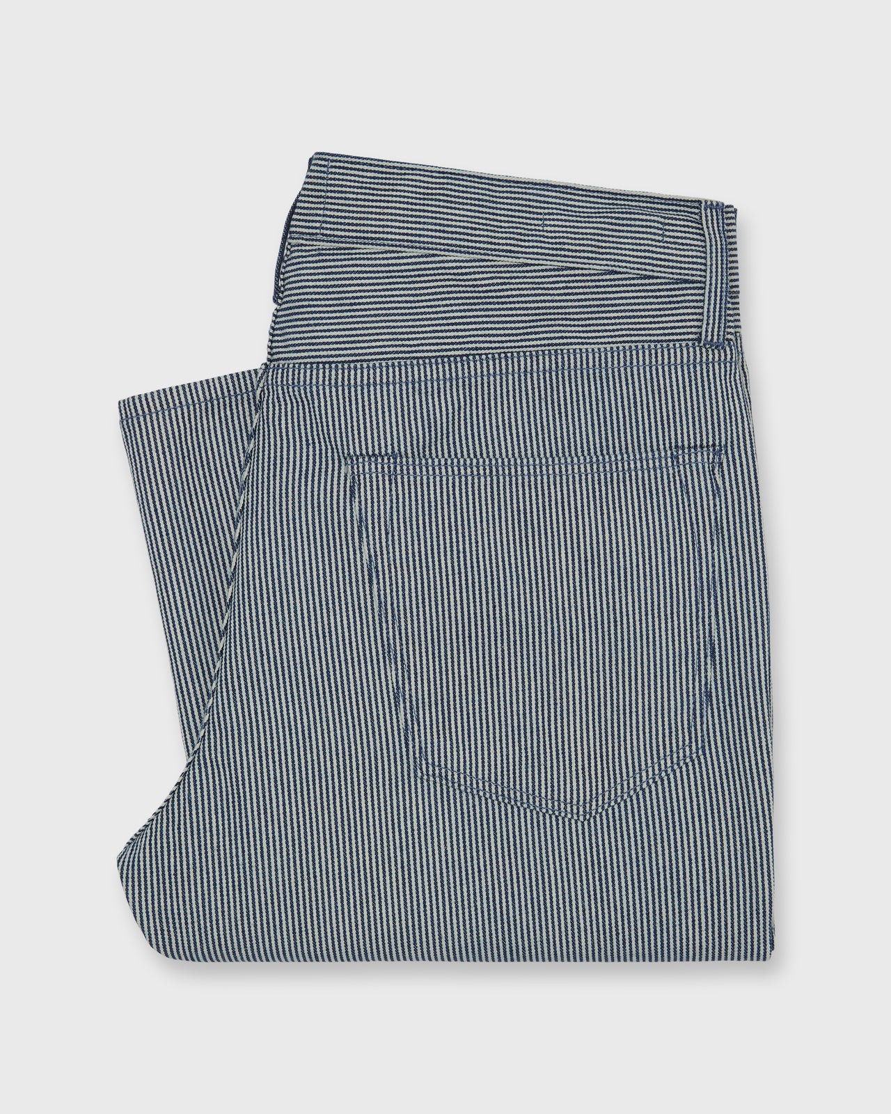 Slim Straight Jean in Indigo Railroad Stripe Twill