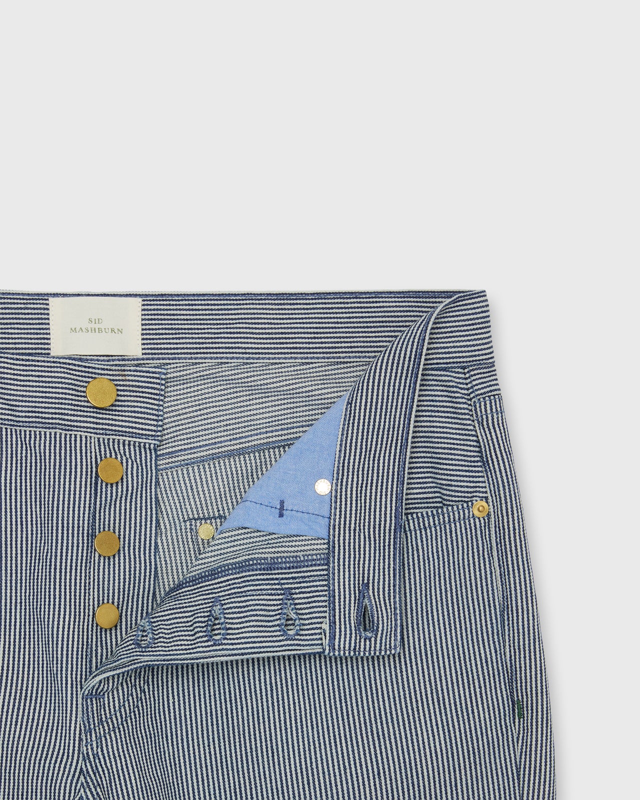 Slim Straight Jean in Indigo Railroad Stripe Twill