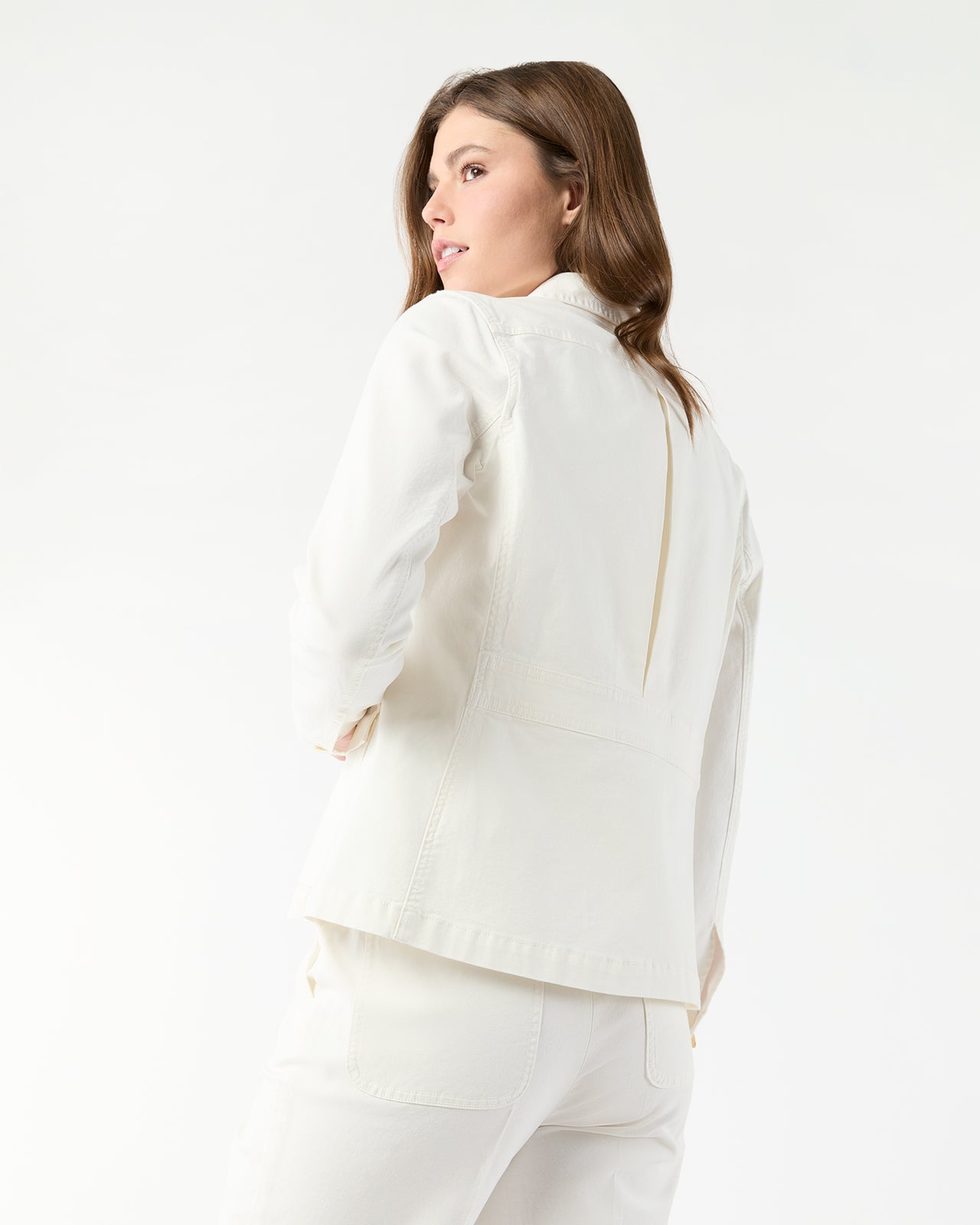 Field Jacket in Ivory Stretch Canvas