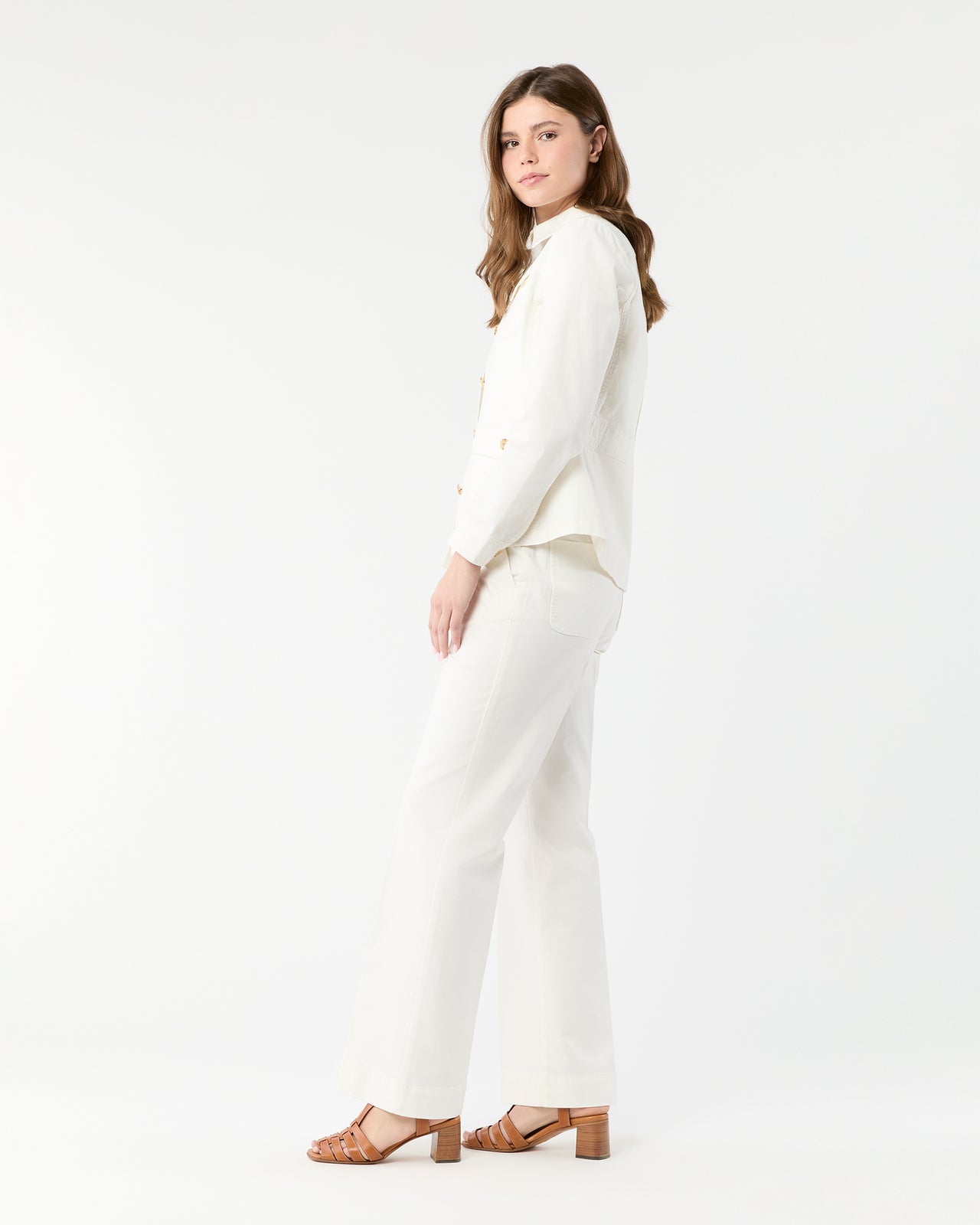 Billie Pant in Ivory Stretch Canvas