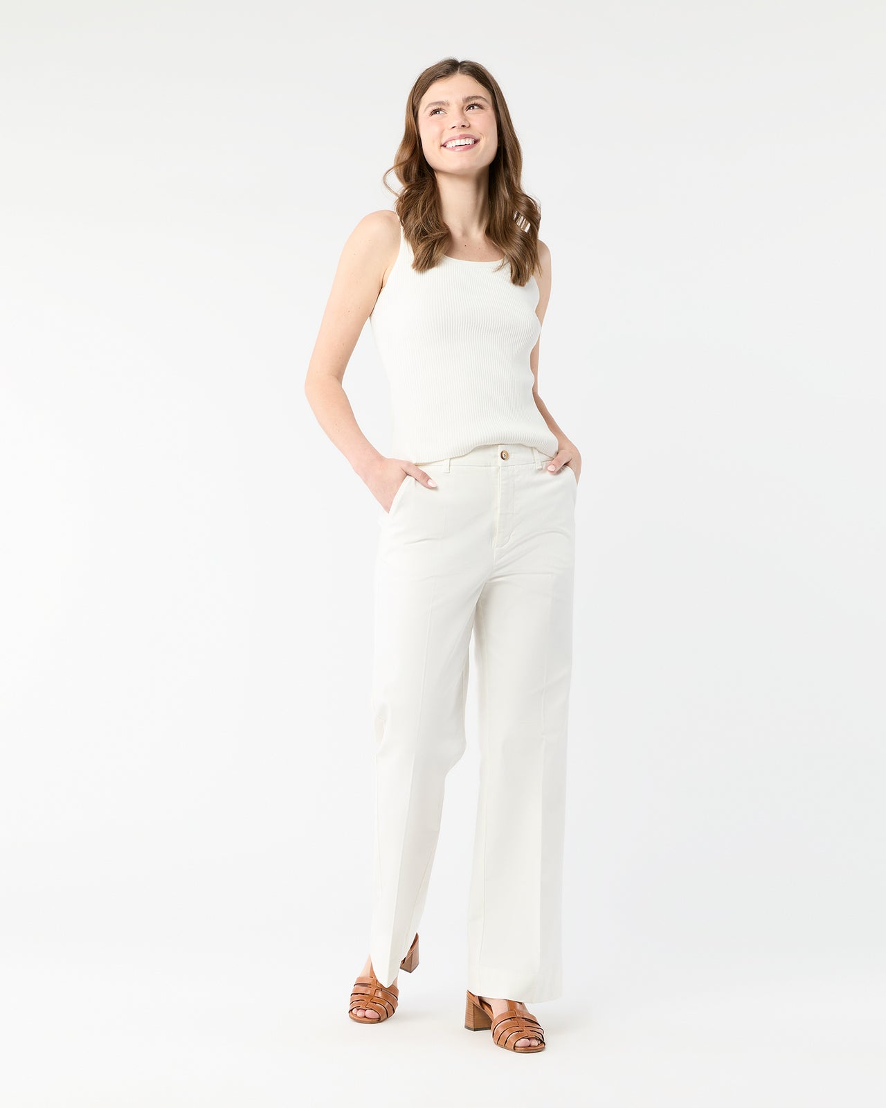 Billie Pant in Ivory Stretch Canvas