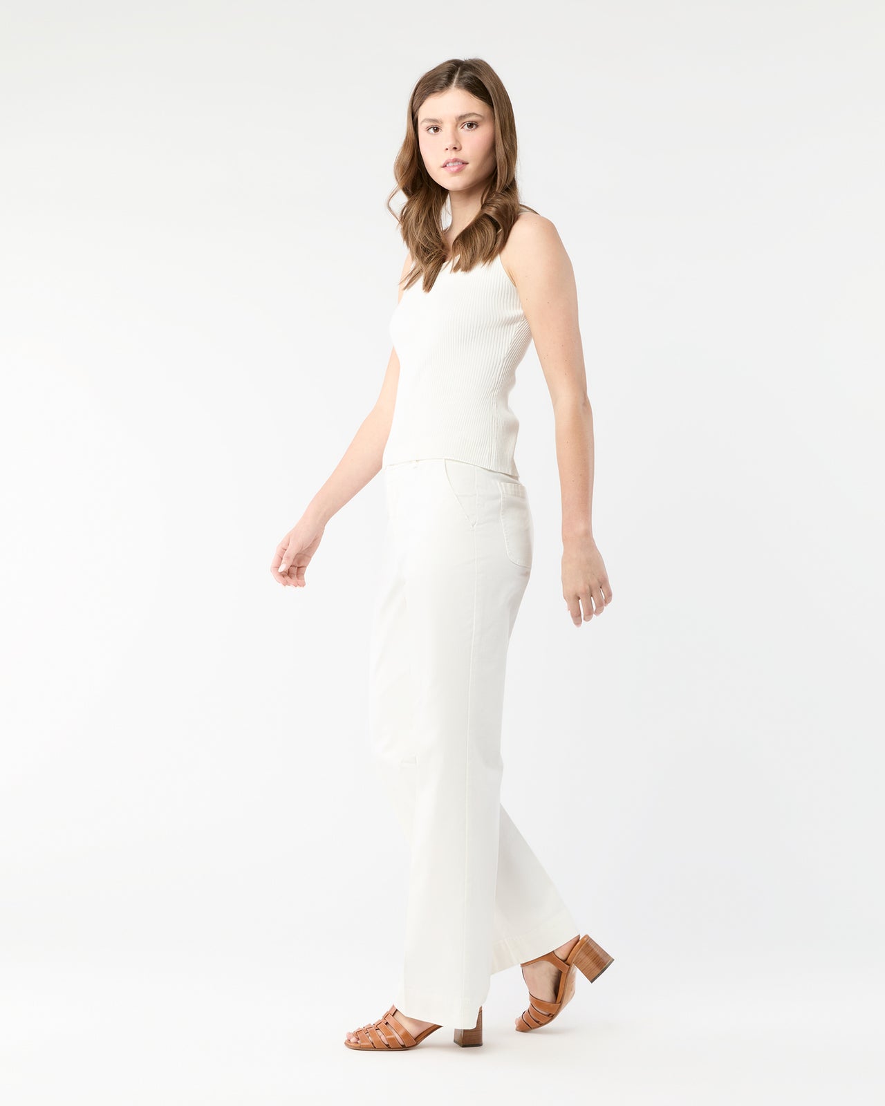 Billie Pant in Ivory Stretch Canvas