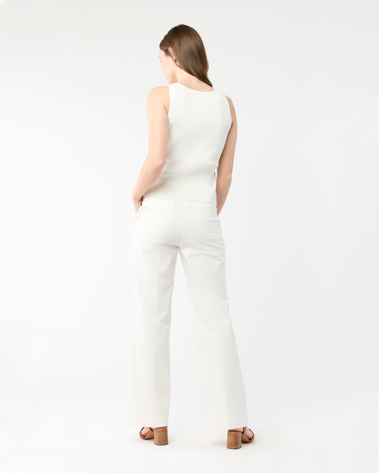 Billie Pant in Ivory Stretch Canvas