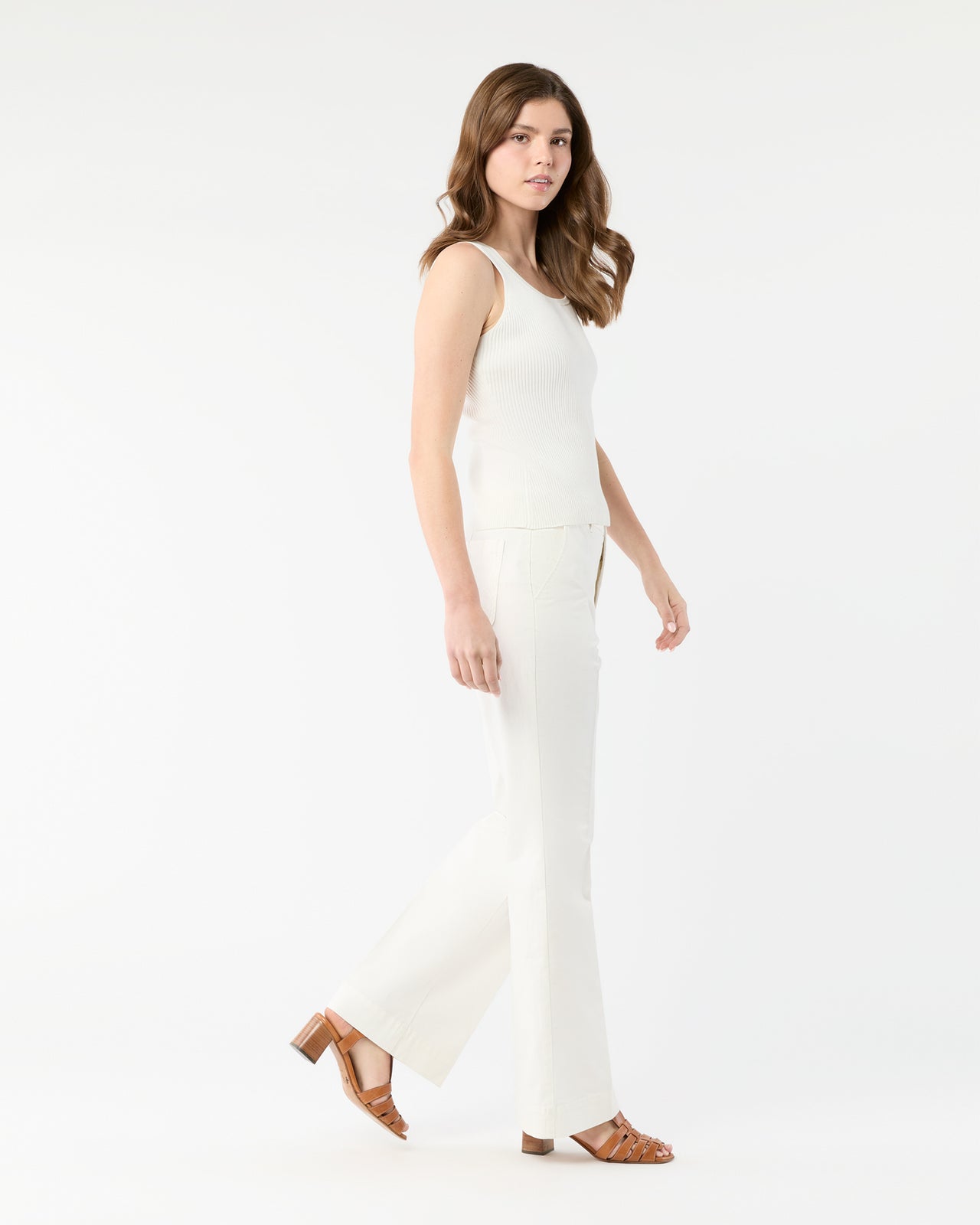 Billie Pant in Ivory Stretch Canvas