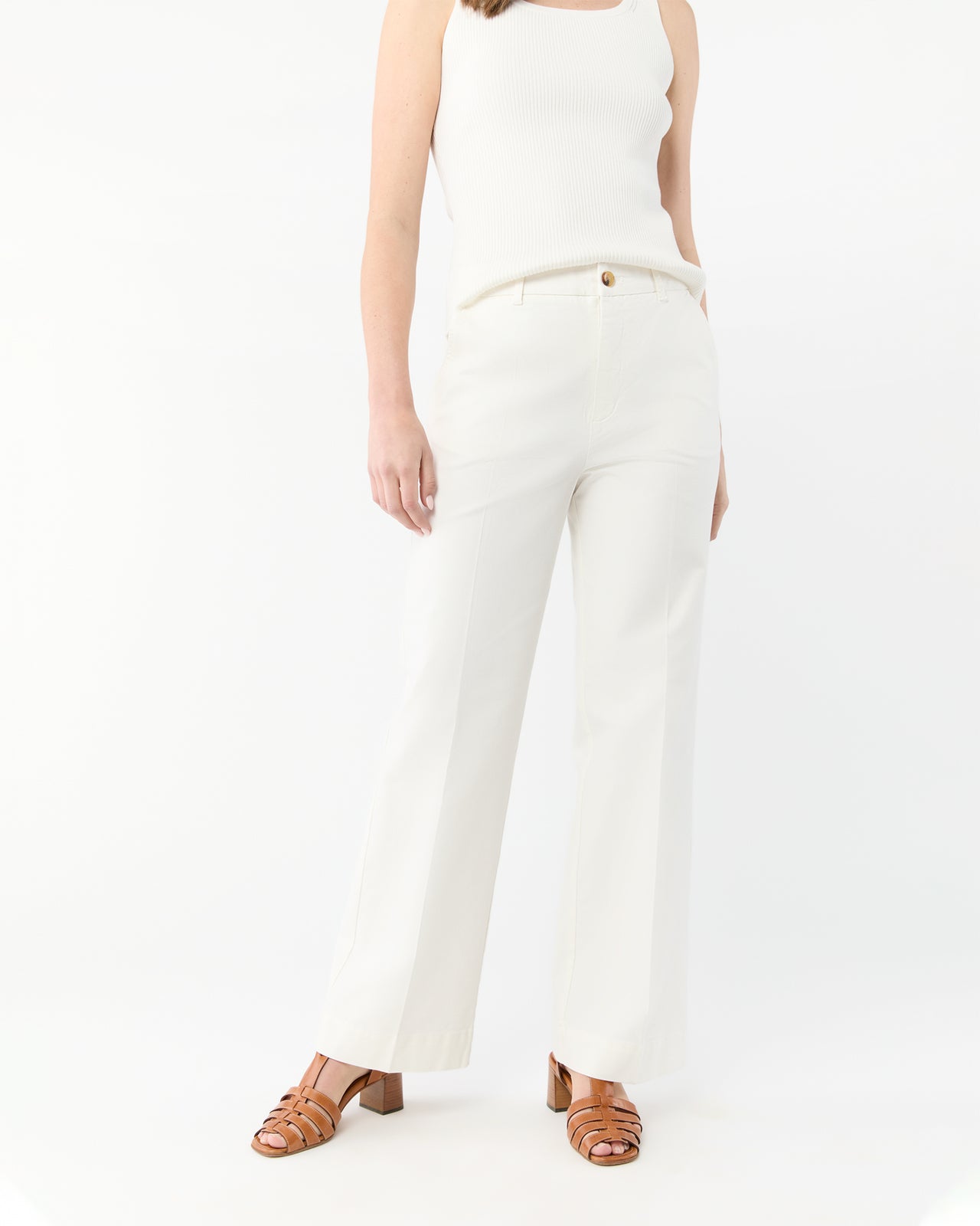 Billie Pant in Ivory Stretch Canvas